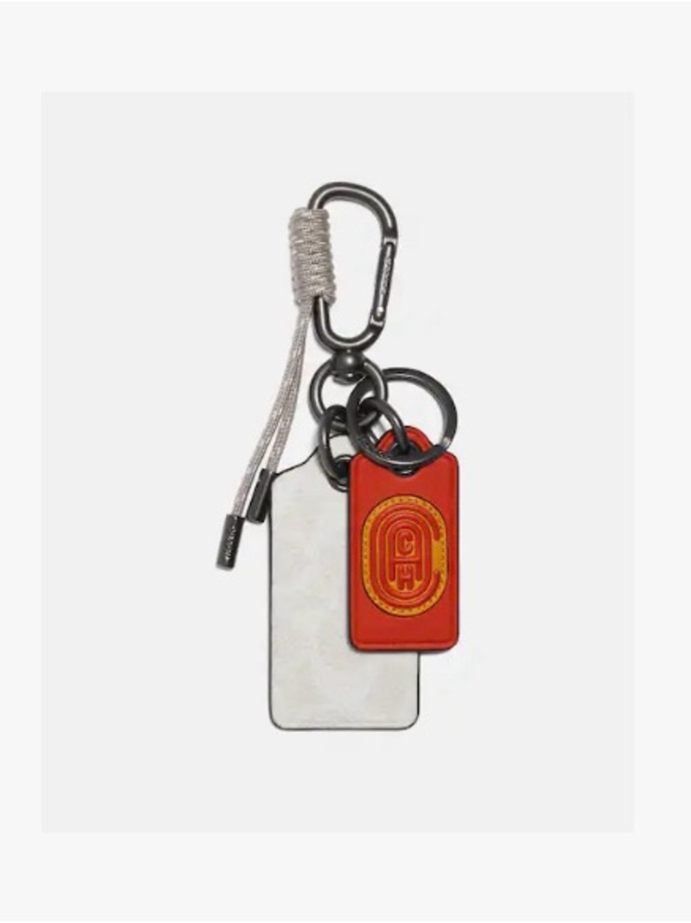 NWT *RARE* Coach Key Fob in Signature Canvas with Coach Patch, Chalk/Mango